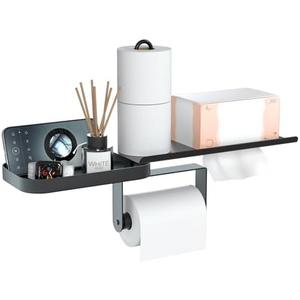 Toilet Paper Holder Wall Mount Metal Paper Towel Holder with Shelf Swivel Tissue Holder for Bathroom Kitchen Garage Roll Holder Standing Horizontal Hanging Paper Towel Rack Phone Storage Matte Black Toilet Paper Holder Wall Mount Metal Paper Towel Holder with Shelf Swivel Tissue Holder for Bathroom Kitchen Garage Roll Holder Standing Horizontal Hanging Paper Towel Rack Phone Storage Matte Black