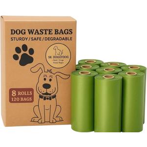 Dog Poop Bags Dog Waste Bags, 120 Count (8 Rolls), Extra Thick Leak-Proof Pet Poop Bags, Unscented, Fits All Dispensers, Green