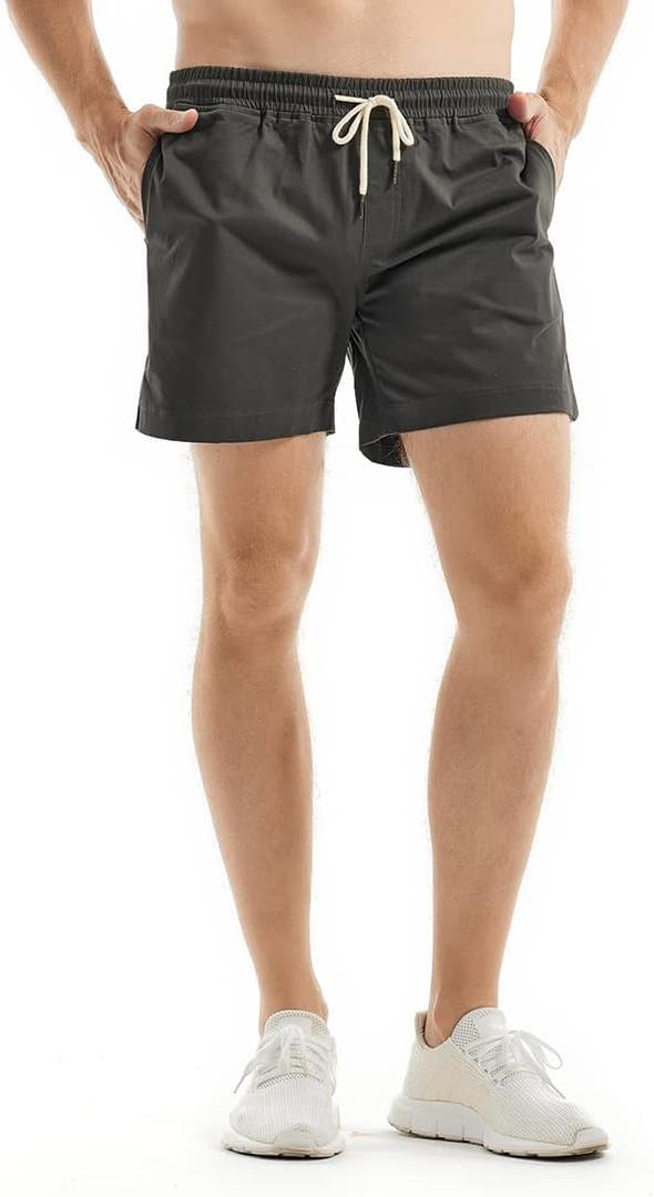 AIMPACT Mens Chino Shorts Slim-fit 5.5" Flat Front Stretch Casual Shorts with Pockets Darkgray S