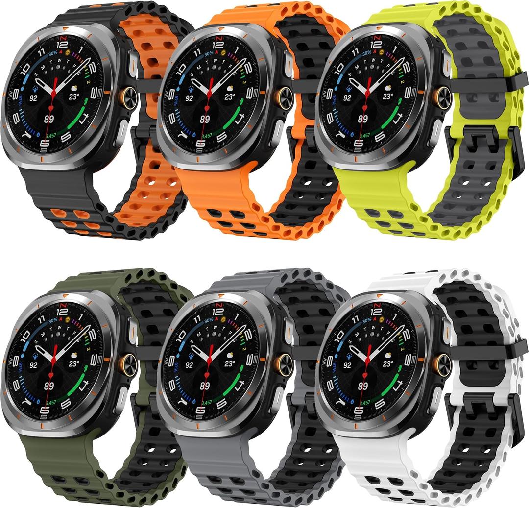 Silicone Band Compatible with Samsung Galaxy Watch Ultra 47mm (2024/2025), Breathable Silicone Band for Galaxy Watch 7 6 5 4 44mm 40mm / 6 Classic 43mm 47mm / 5 Pro 45mm / 4 Classic 46mm 42mm