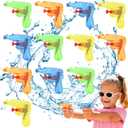 2 x 12pcs Mini Water Gun, Transparent Small Squirt Water Gun for Kids and Adults Summer Pool Outdoor Water Battle Party, Green Blue Yellow and Orange