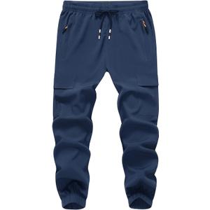 WaltZon Boy's Cargo Joggers Pants Youth Quick Dry Hiking Pull-On Lightweight Pants for Sports Outdoor with Zipper Pockets(Blue 10)