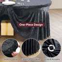 6 Pack Black Velvet Round Tablecloths for 60 inch Table, Wrinkle Free Stretchy 120 inch Spandex Fitted Round Table Cloths Covers Washable Clothes for Wedding Birthday Parties Banquet