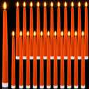 Macarrie 24 Packs Flameless Taper Candles Battery Operated Fake 11 Inch Long Candlelight LED Flameless Candlesticks Flickering Tapered for Christmas Church Prayer New Year Wedding(Orange)