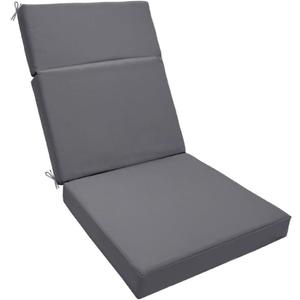 Outdoor High Back Chair Cushion Waterproof Lounger Replacement Cushions Patio Lounger Pads with Ties Adirondack Chair Cushion, for Outdoor (Dark Grey)