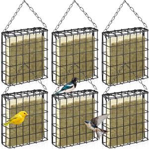 Zhehao 6 Pack Suet Bird Feeders Outdoor Garden Cages Decor Wild Bird Feeders Hanging Single Suet Cake Bird Feeder One Suet Capacity for Outside