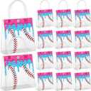 Kolldenn 24 Pcs Baseball Ice Cream Drip Party Favors Clear PVC Gift Bags Baseball Birthday Ice Cream Drip Goodie Snack Treat Bags with Handles for Sport Team Party Supply 6.3 x 5.9 x 3 Inches