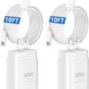 for iPhone 16 17 Pro Max Charger Fast Charging, 30W 10 FT Long USB C Charger Cable Cord with iPhone 17 Charge Block Compatible for iPhone 17/17 Pro/17 Pro max/Air/16 15 Pro Max/Plus, iPads, Galaxy S25 (White)