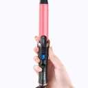 1 Inch Travel Curling Iron, Temp Control Mini Hair Curler with Dual Voltage, 5 Adjustable Temperatures, Strong Clip, Auto Shut-off, Swivel Cord, Pink