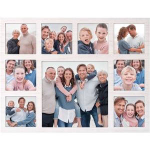 Picture Frame Collage Family Photos Display 4x4 and 8x8-9 Openings Collage Picture Frame for Wall for Tabletop Stand White Picture Frames Set for Home Decor Family Gifts