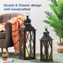 Glitzhome Farmhouse Lanterns Decorative Indoor, 2 Pack Wood/Metal Decorative Candle Lanterns, Vintage Lantern Decor Large Floor Lanterns for Home Decor, Brown (No Glass)