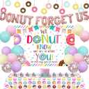 Donut Forget Us Party Decoration - Retirement Farewell Party Backdrop, Balloon Banner, Tablecloth, Hanging Swirl