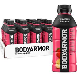 BODYARMOR Sports Drink, Strawberry Banana, Electrolyte Drink Hydration, 16 Fl Oz Bottles (12 Pack), Flavored Coconut Water with B Vitamins & Antioxidants (EXP 10/26/26)