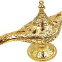Hourwof Aladdin Genie Lamp Vintage Legend Aladdin Magic Lamp Wishing Light Arabian Costume Props Party Wedding Table Decoration Birthday Gift, Small Gold