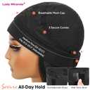 Lady Miranda 26 Inch Yaki Wavy Headband Wigs for Black Women Wear and Go Kinky Straight Headband Wig with Layered Blowout Texture Lightweight Glueless Half Wig Natural Looking Synthetic Wig