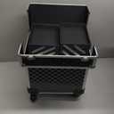 Rolling Makeup Train Case Large Cosmetic Trolley Organized Aluminum Barber Case for Hairstylist Makeup Nail Tech Salon with Keys Swivel Wheels Traveling Cart Trunk - Black