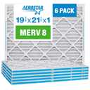 Aerostar 19.875x21.5x1 MERV 8 - 6 Count - High Efficiency Pleated HVAC, Furnace & Air Conditioner Filters - Removes Dust, Lint, Mold & Allergy-Causing Pollen