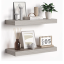 Floating Shelves - Rustic Grey Storage Shelf Set of 2 - 16 Inch Wall Mounted Shelves for Wall Decor & Storage - Wooden Shelves with Invisible Brackets for Living Room, Bedroom, Kitchen, Farmhouse
