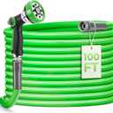 Garden Hose 100 Ft With 8-Pattern Spray Nozzle, 5/8" Lead-Free Flexible Water Hose With 3/4" Anodized Aircraft-Grade Aluminum Interface, Lightweight Kink-Resistant Water Pipe For Lawn, Yard, Outdoor