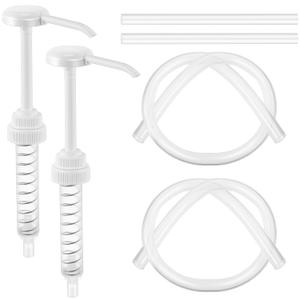 Feekoon 2 Pack Gallon Pump Dispenser, 1 oz Dispenser Pump for 5 Gallon Bucket, 1 Gal Bottles Pumps with 50cm Extended Tube, Anti Liquid Backflow Balls, 38/400 for Shampoo Conditioner Detergent