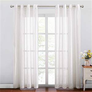 NICETOWN Linen Curtains Off White Sheer Flax Textured, Grommet Semi Linen Sheer Window Treatments Privacy with Light Filtering Vertical Drapes for Bedroom/Living Room, W52 x L84, 2 Panels