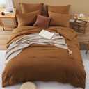 WRENSONGE Terracotta King Size Comforter Set- 7 Pieces Soft King Bed in a Bag with Fitted Sheet, Flat Sheet 2 Pillow Shams, and 2 Pillowcases- Warm King Bedding Set for All Season