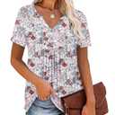 BETTE BOUTIK womens dramatic shirt loose fit button down shirts pleated womens plus size tops women work tops GrayPink Large (Blue)