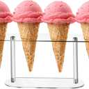 1 Pack Large Holes Acrylic Ice Cream Cone Holder, Charcuterie Food Cone Holder, Waffle Cone Holder Stand, 4 Holes