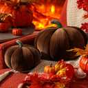 Yookeer 2 Pcs Fall Pumpkin Pillows, Corduroy 3D Simulated Pumpkin Throw 7'' and 11'' Soft Autumn Decorative Sofa Cushion for Thanksgiving Halloween Christmas Bedroom Home Decor(Brown)