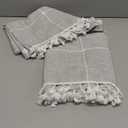 Oubonun Cotton Linen Rectangular Tablecloth - Wrinkle Resistant & Waterproof - Machine Washable Table Cloth with Tassels for Kitchen & Dining, 55''x70'', 4-6 Seats, Grey