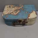 Jewelkeeper Paperboard Suitcases, Set of 3 Decorative Storage Boxes, Vintage Luggage for Birthdays, Weddings, World Map Design (Atlas Blue)