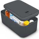 Small Lock Box,Lockable Storage Box with Combination Code for Medication Safe, Medicine Lock Box for Pills/First Aid Kits/Food/Snack Phone Jail,Locked Container for Home/Fridge/Office/School(Grey)
