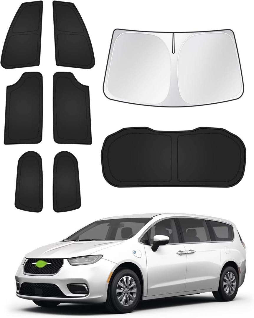 Sunshades for Chrysler Pacifica 2017-2025 2026 Accessories Windshield Sun Shade Side Rear Window Shade Cover Sun Visor Shield Privacy Protection Keep Vehicle Cool Black 8PCS