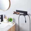 Straighteners Holder Wall Mounted Metal Hair Dryer Holder for Curling Wands Accessories Adhesive Curling Iron Holder Hair Tool Organizer for Vanity Bathroom Barber Shops (Black)