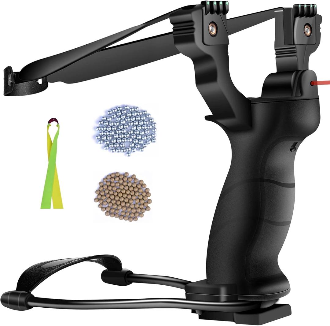 Laser Slingshot Set - Wrist Slingshots for Adults with 200 Ammo and Extra Sling Shot Bands, Suitable for Hunting, Shooting Practice and Fans of Wrist Slingshot Laser Slingshot Set - Wrist Slingshots for Adults with 200 Ammo and Extra Sling Shot Bands, Suitable for Hunting, Shooting Practice and Fans of Wrist Slingshot