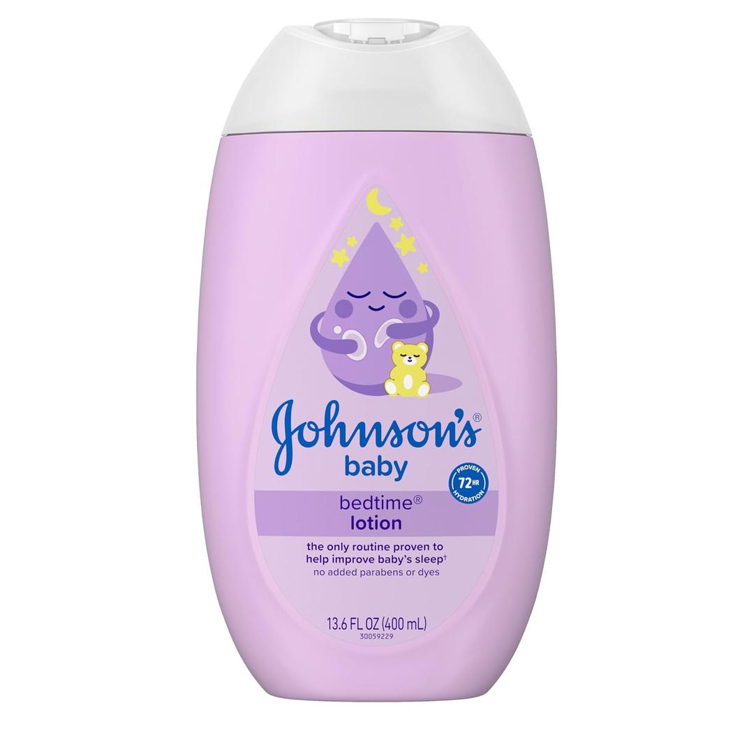 Johnson's Moisturizing Bedtime Baby Lotion with Coconut Oil & NaturalCalm Aromas to Help Relax Baby, Hypoallergenic & Free of Parabens, Phthalates & Dyes, Mild Baby Skin Care, 13.6 fl. oz