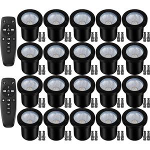 2700K-6500K Dimmable Landscape Well Lights, Low Voltage Outdoor In-Ground Lighting IP67 Waterproof with Memory Function, 12-24V Landscape Lighting for Garden Pathway Yard (20 Pack)