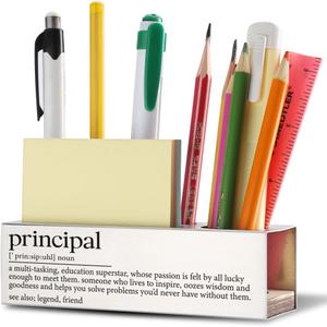 THRXOBN Principal Gifts for Women, Birthday Gifts for Principal, Appreciation Pen Holder for Men, Retirement Decor for Headmaster, Stainless Steel Pen Holder With Inspirational Quotes, WTW6