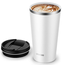 Insulated Coffee Mug with Ceramic Coating, 18oz Travel Mug with Leak-proof Lid, Vacuum Double-wall Tumbler, Stainless Steel Thermal Cup for Tea, Hot Cocoa, Cold Beverage, Ice Drinks