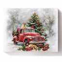 Christmas Paint by Number DIY Oil Painting on Canvas Christmas Red Truck Gift Xmas Tree Dog Pattern Paint by Numbers Kit for Adults and Kids Beginner (with Wooden Frame) 16" x 20",