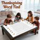 VYWmna Jumbo Thanksgiving Word Search Poster, Giant 36"X24" Wall Game,New Large Holiday Activity Poster with 50 Words,Fun Word Find Decor for Thanksgiving Party