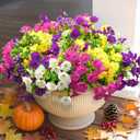 HyeFlora Artificial Flowers for Outdoors Fake Plants Outside Decoration, 12 Bundles Silk Colorful Morning Glory with Eucalyptus UV Resistant Realistic Faux Flowers for Planter Front Door Garden Yard (Multi Color(3 Purple, 3 Fuchsia, 3 White, 3 Yellow))