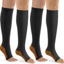 bropite Zipper Compression Socks Women & Men - 2Pairs Calf Knee High 15-20mmHg Open Toe Compression Stocking suit for Walking (Large-x-large)