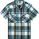 TUNEVUSE Boys Western Shirts Pearl Snap Short Sleeve Casual Plaid Button Down Kids Shirt 100% Cotton (Blue) 11-12Y  