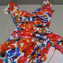 Aidonger One Piece Swimdress Tummy Control Ruffle Swimsuit for Women Tie Knot Swim Dresses V Neck Bathing Suit Skirt, XS