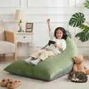 Stuffed Animal Storage Bean Bag Chair Cover for Kids (No Filler), 400L Extra Large Premium Velvet Lazy Sofa Cover, Washable Ultra Soft Triangular Bean Bag Chair Cover Double Green, X-Large(cover only)