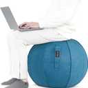 Yoga Ball Exercise Ball, Anti Slip Stability Ball Chair, 25 Heavy Duty Large Gym Ball for Fitness, Balance and Core Workout with Cover, Easy Clean (Ocean Blue)