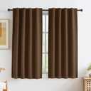 KEQIAOSUOCAI Brown Faux Linen Blackout Curtains 45 Inch Long 2 Panels Back Tab Rod Pocket Hook Belt Window Curtain Drapes for Bedroom 34W x 45L