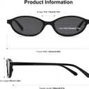 ViewJoy Retro Oval Cat Eye Sunglasses for Women Small Y2K Thin Frame 100% UV Protection Lightweight Vintage 90s Slim Black Sun Glasses