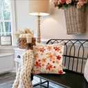 RABUSOFA Fall Throw Pillow Covers 18x18 Inch Set of 2,Autumn Floral Decor Thanksgiving Harvest Farmhouse Cushion Case Decoration for Home Sofa Couch (Orange, 18" x 18")